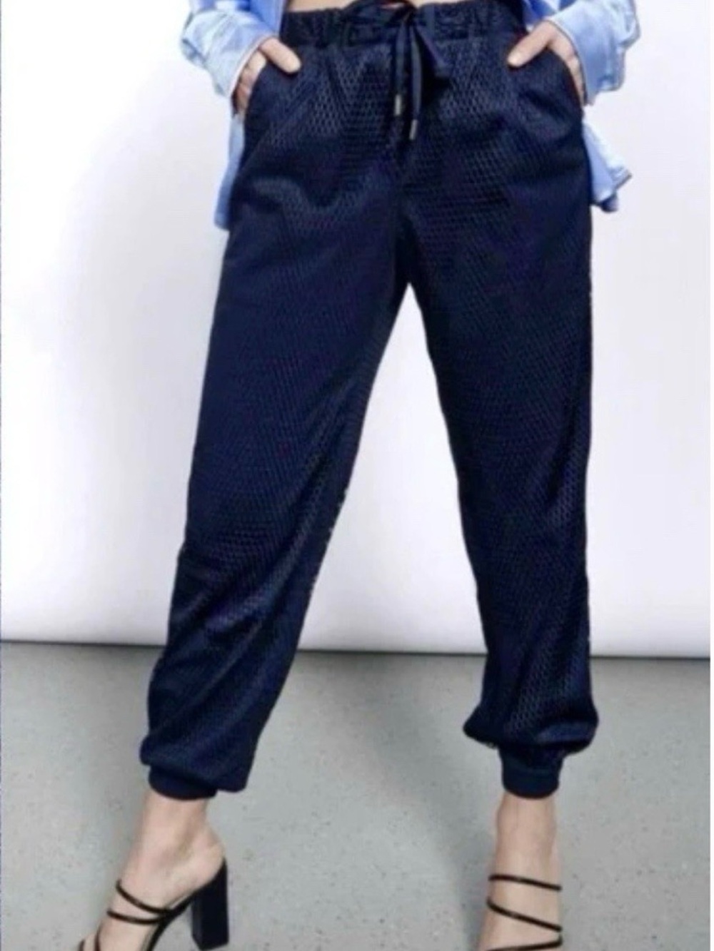 Wildfang Navy Mesh Drawstring Joggers